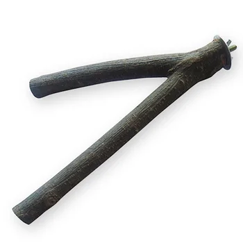 

Wholesale Parrot Pet Raw Wood Fork Stand Rack Toy Wooden Hamster Perches for Bird Cage Toys Drop Shipping