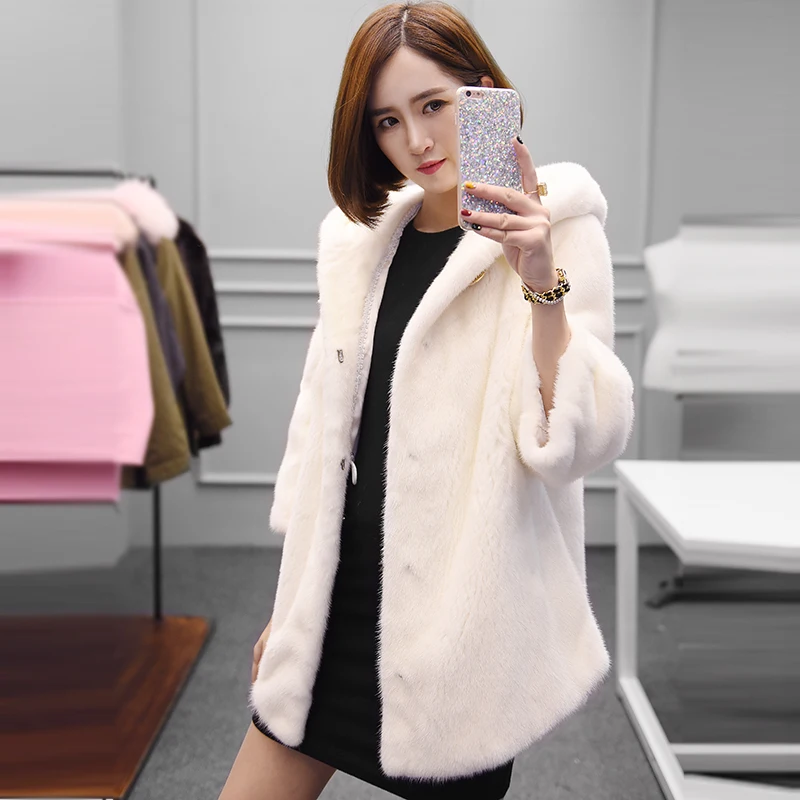 2019 inverno новая полностью из норки шуба longa das mulheres в форме simples slim com capuz casaco de peles vison |