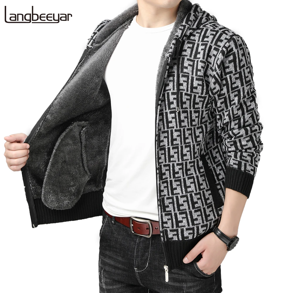 

2020 New Brand Casual Fashion Hooded Fall Thick Velvet Warm Cardigan Mens Winter Jackets And Coats Windbreaker Men Clothes