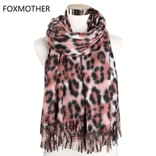 FOXMOTHER зимний Леопардовый шарф женский кашемировый платок животное печать длинный шарф Снуды аксессуары Mujer глушитель женский