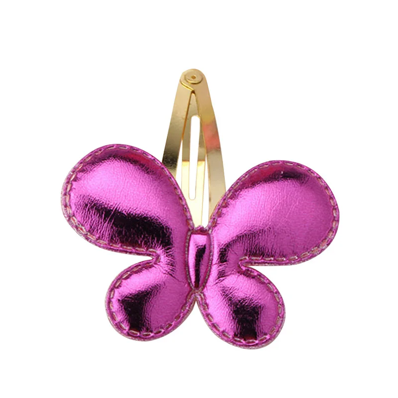 Детские аксессуары для волос для девочек, милые заколки с блестками, сердечками, бабочками, блестящими звездами, заколки для волос, детские шпильки для волос - Цвет: Butterfly Hot Pink