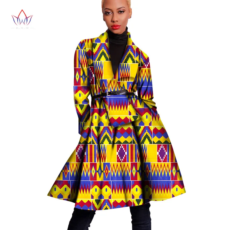 Autumn African Print Women Coat Dashiki Long Jacket Bazin Riche Loose Trench Clothes for WY1622 |