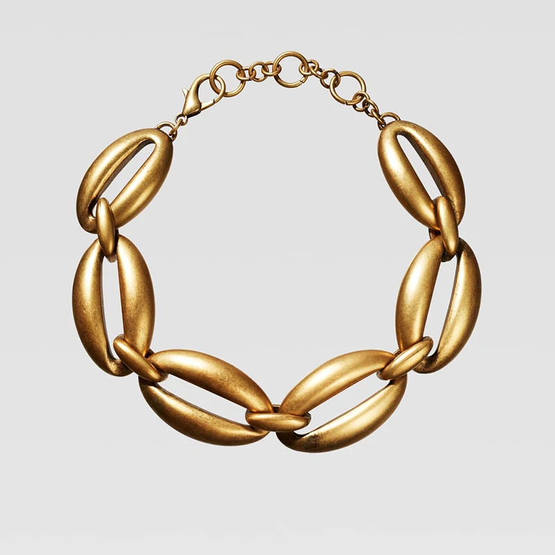 Dvacaman ZA, золотое ожерелье на цепочке, Чокеры для женщин, металлическое круглое звено, массивное ожерелье, s макси панк, модные вечерние ювелирные изделия