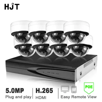 

HJT P2P 8CH NVR POE Kit H.265 System CCTV Security 5MP Outdoor Dome IP Camera Security Surveillance Video
