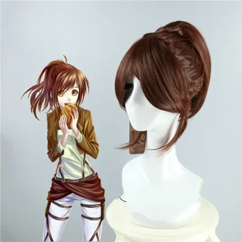 

Japan Anime Attack on Titan Sasha Blouse Cosplay Wig Sasha Brown Ponytail Costumes Halloween Costume