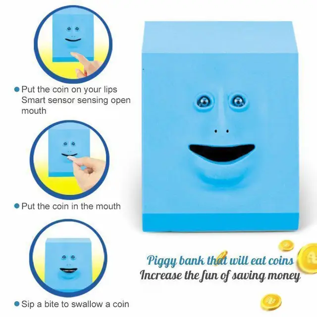 Z20 Face Money Pot Face Bank Money Safe Box Piggy Banks Eats Sensor Coin Box For Money Saving Creative Safe Piggy Bank Kids Gift 2