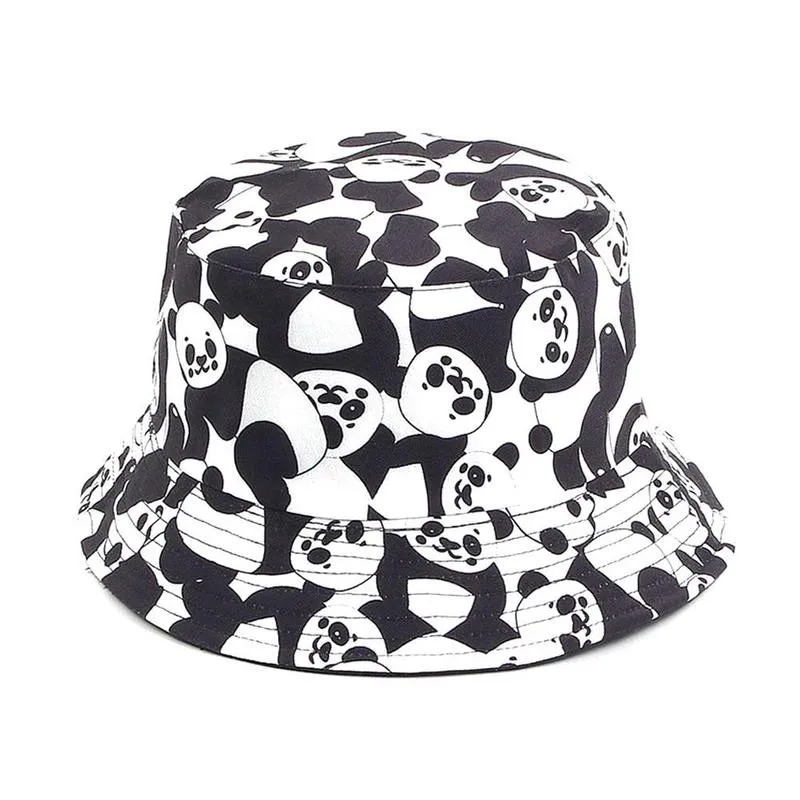 Panama Cow Print Hat Cap for Women Ins Sun Cute Black White Panama Cow Bucket Hats Lady Fishman Panama Cow Hats
