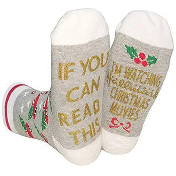 

Christmas If You Can Read This Letter Socks Women Unisex Socks Elastic Middle Tube Crew Socks Fine