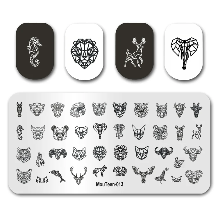 For Nail Stamp MouTeen045 Face Line Art Full Cover Nail Stamping Plates Manicure Set For Nail Art Stamper 6