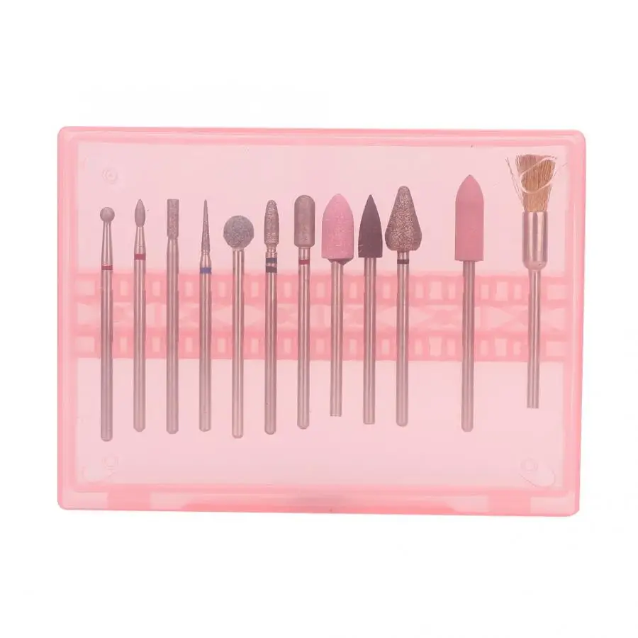 Manicure Cutters 12pcs Art Nail Ceramics Grinding Manicure Drill Head Polishing Tools Set Nail Drill