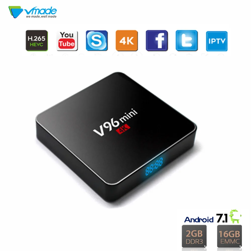 Vmade Оригинал V96 мини IPTV Box H.265/HEVC Android 7 1 OS Allwinner H3 поддерживает YouTube Bluetooth Mini Smart