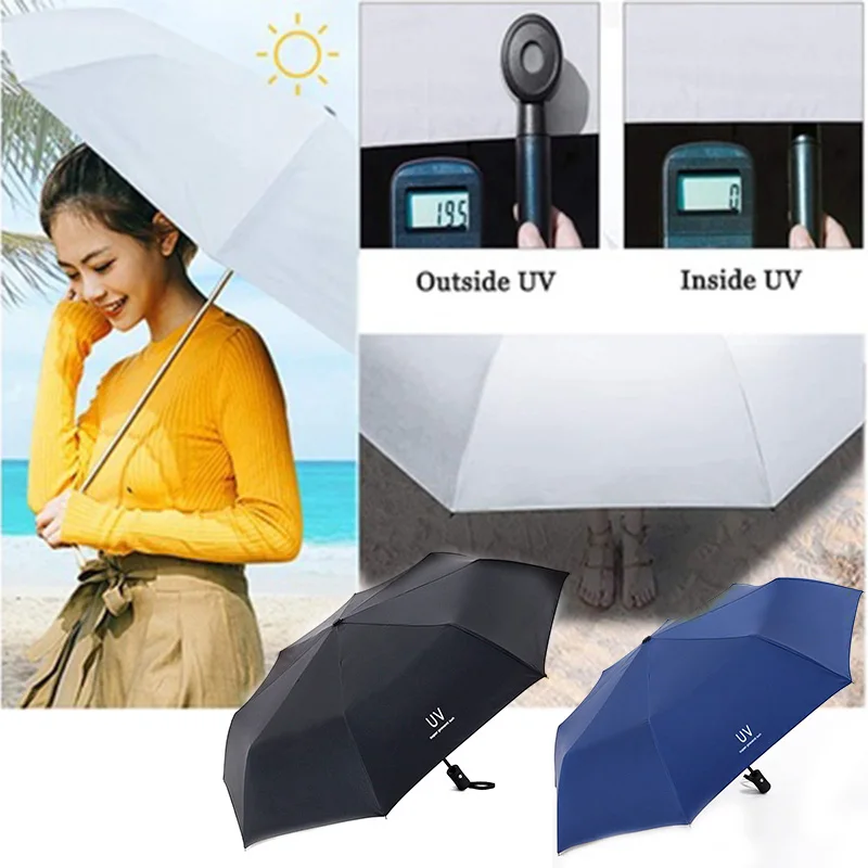 Dustproof Waterproof Sunshade 3 Folding Rain Umbrellas Rainy Day Accessories Folding Umbrella Protective 8 Bones Double Layer