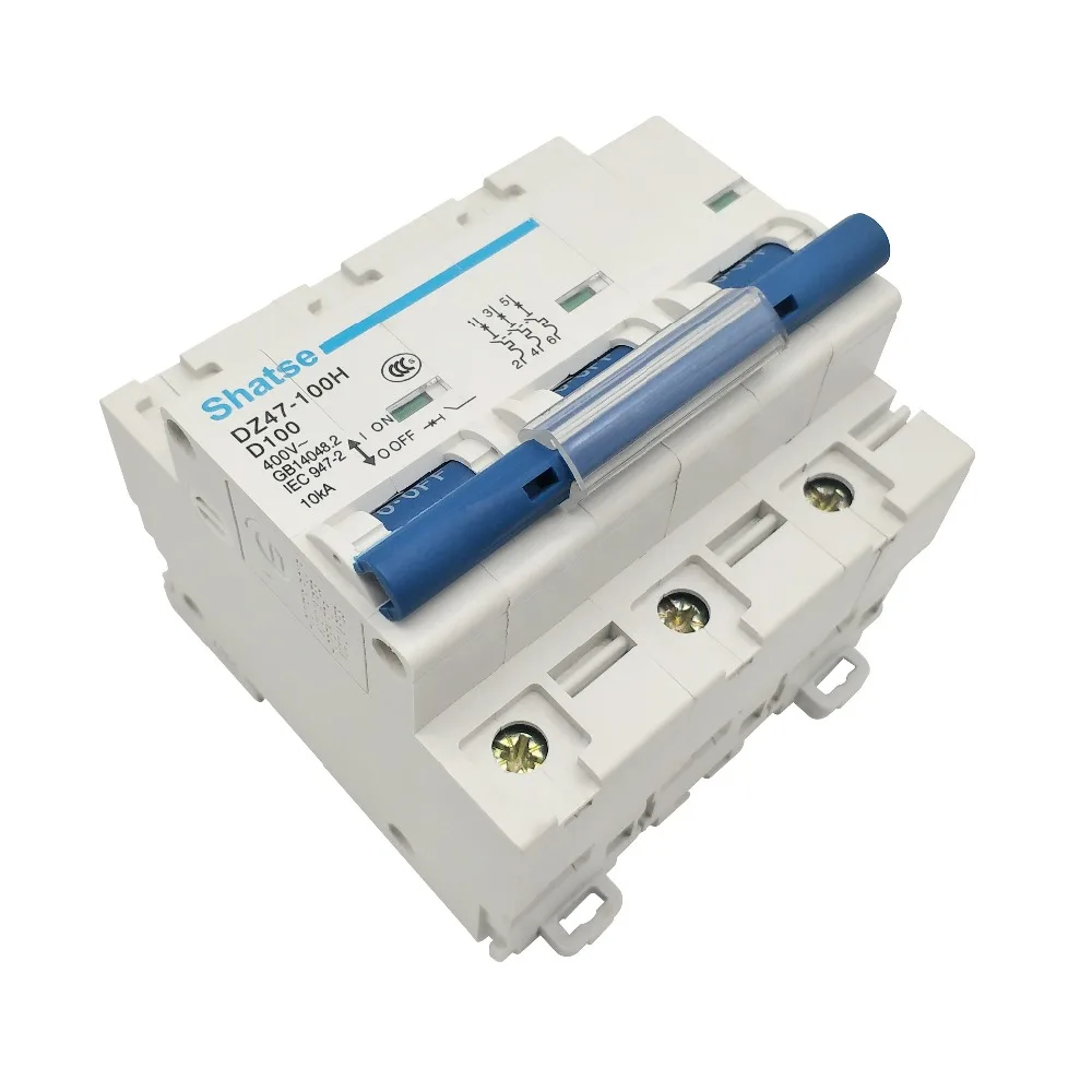 DZ47-100H 3P 100A AC 400V выключатель MCB D Кривая