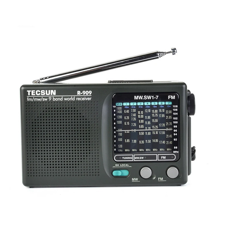 Радиоприемник Tecsun 2021 R909 9 диапазонов FM / MW/SW Портативный радиоприемник |