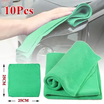 

10PCS Car Wash Towel Car Cleaning Drying Cloth 25 x 25CM Hemming Care Cloth Wash Towel Home Automobile Car Clean Accessories