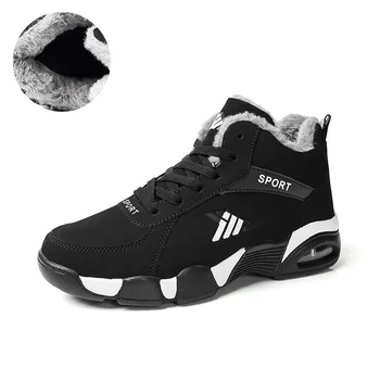 

AGSan Men Snow Boots Sneakers Winter Ankle Boots Plush Shoes Lace Up Trainers Outdoor Footwear High Top Casual Shoes for Men