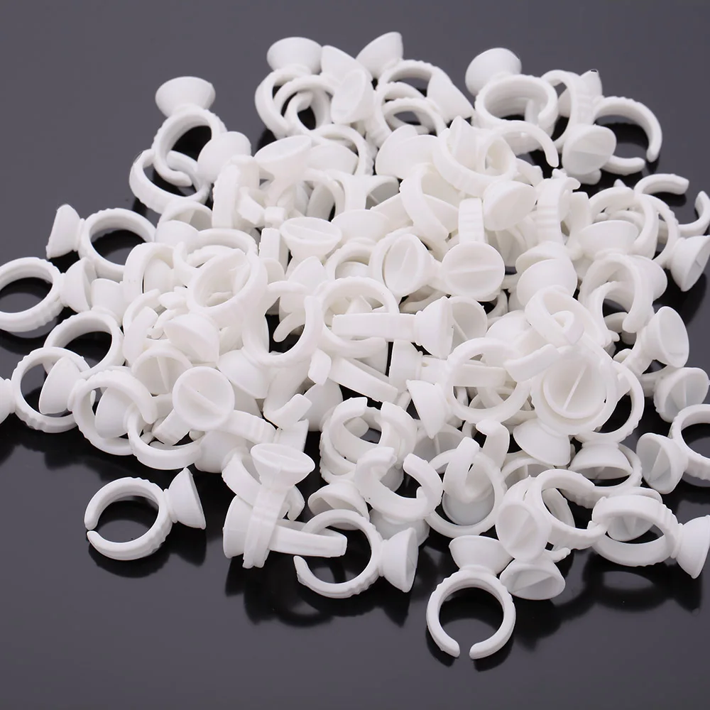 

100Pcs/Pack Eyelash Pallet Glue Holder Adhesive Holders Eyelash Extensions Glue Rings False Eyelashes Aid Tools Eyes Make up