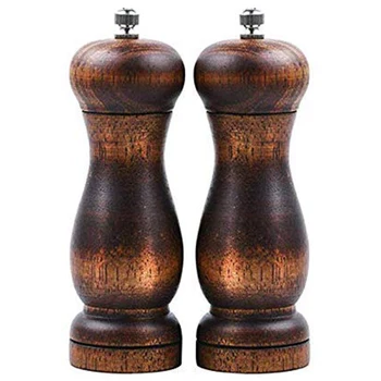 

Salt and Pepper Grinder Set, Manual Pepper Mill Wood with Ceramic Grinding Core, Adjustable Coarse and Fine Suitable for Picnic,
