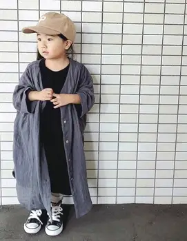

2020 New Arrival Girls Coat Spring Summer Cotton Linen Fashion Girls Jacket 2-8 Years QA94