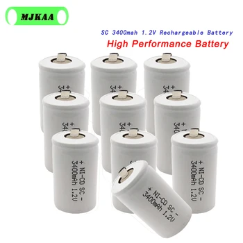 

20pcs SC 1.2V 3400mah Rechargeable Battery 3400mah 4/5 SC Sub C Ni-cd Cell with Welding Tabs for Electric Drill Screwdriver