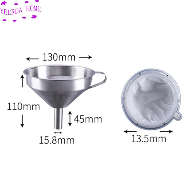 304 stainless steel funnel and milk traditional Chinese medicine oil white wine boiled water 200 300 400 450 mesh nylon filter stainless steel filter filter mesh