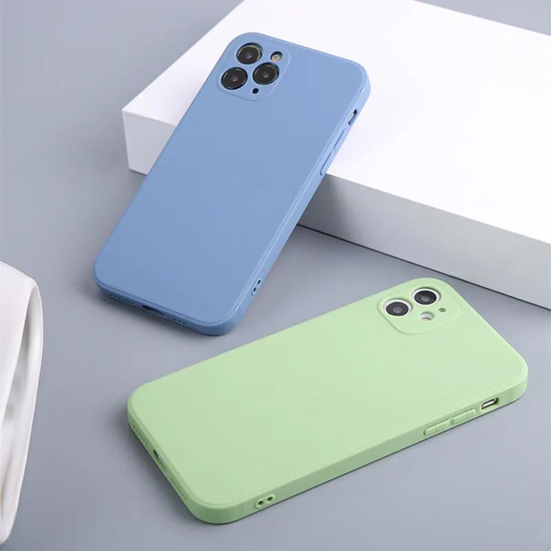 Квадратный жидкий силиконовый чехол для iPhone 12 Mini SE 2020 11 Pro Max X XR XS прозрачный