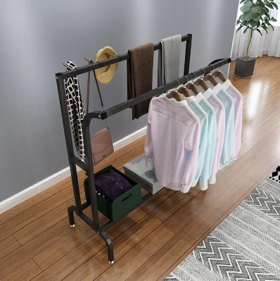 Balcony simple drying rack floor double-pole drying rack household bedroom hanger outdoor detachable shelf