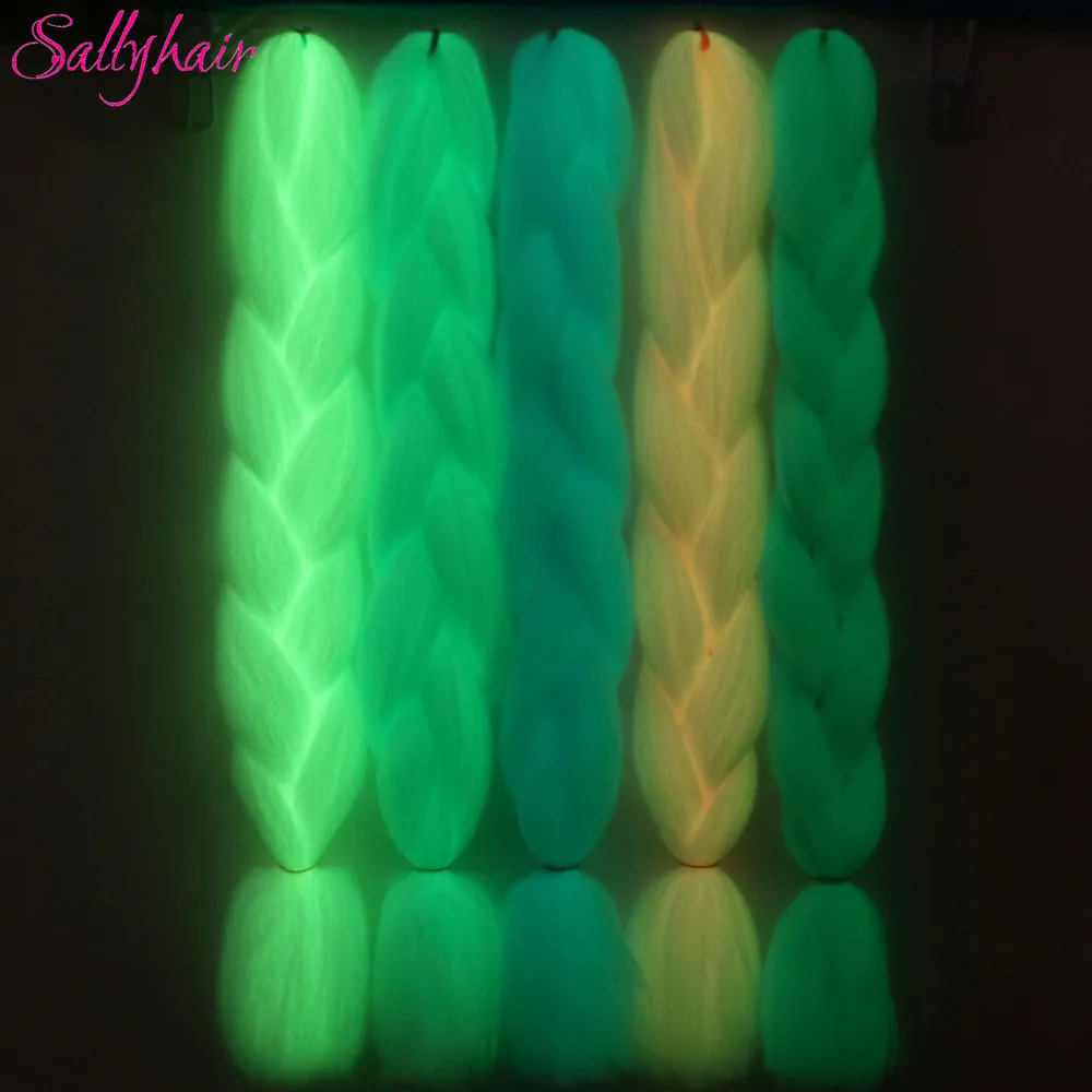 Светящиеся синтетические косички волосы для наращивания на Sallyhair флуоресцентный