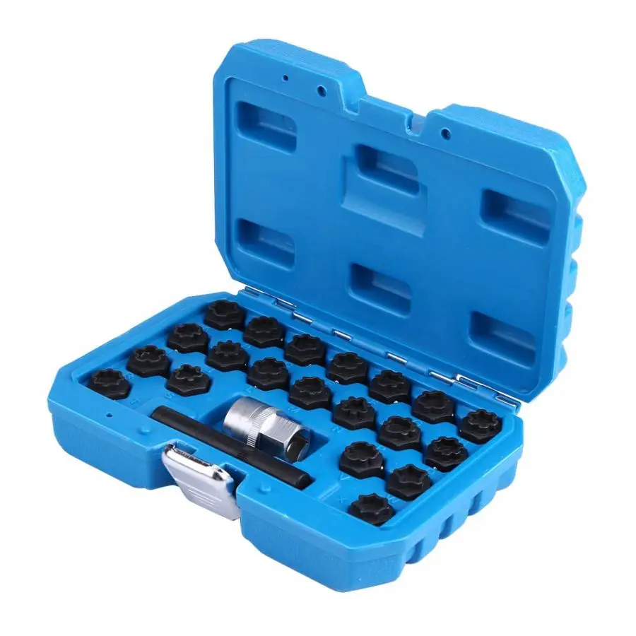 

Wheel Locking Keys 22 pcs Alloy Steel Anti Theft Screw Sleeve Locking Wheel Nut Keys Socket Set for Hand tools