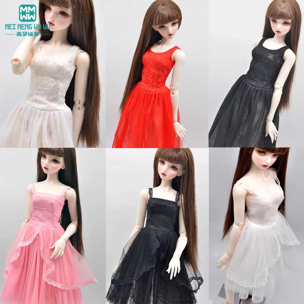 Ropa para Muñecas BJD de 58-60CM 1/3, Vestido de Encaje para Muñecas Articuladas DD SD, Negro, Blanco, Rosa, Rojo