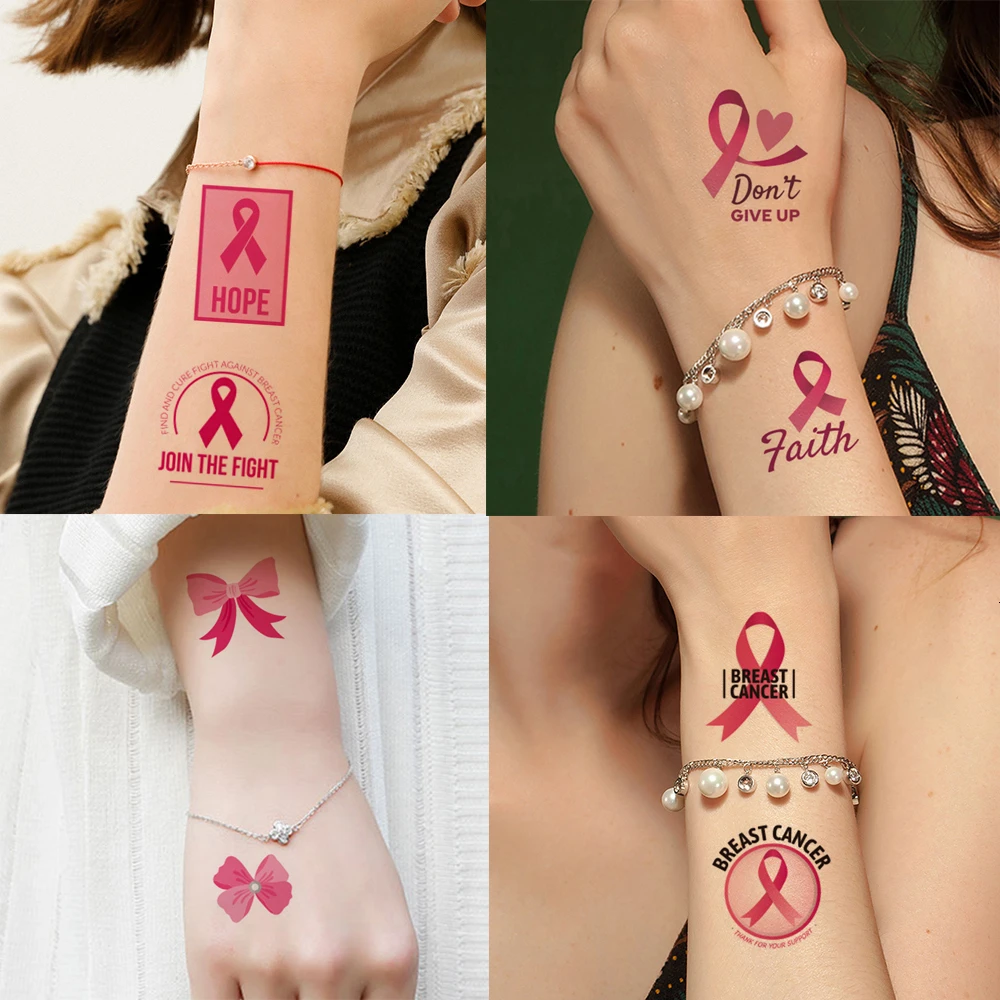 Tatouage Avec Ruban Rose Cancer Glaryyears – autocollant de tatouage temporaire pour femme, 1 feuille, faux  Flash, ruban rose, tendance, petit Art corporel | AliExpress