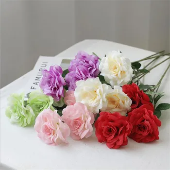

7Pcs Fake Single Stem Chinese Rose (3 heads/ piece) 25.2" Length Simulation Roses for Wedding Home Decorative Artificial Flowers