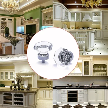 

10PCS 35mm Crystal Octagon Knobs Glass Cabinet Knobs Drawer Pulls Handle for Home, Cabinet, Cupboard and Dresser (Transparent)