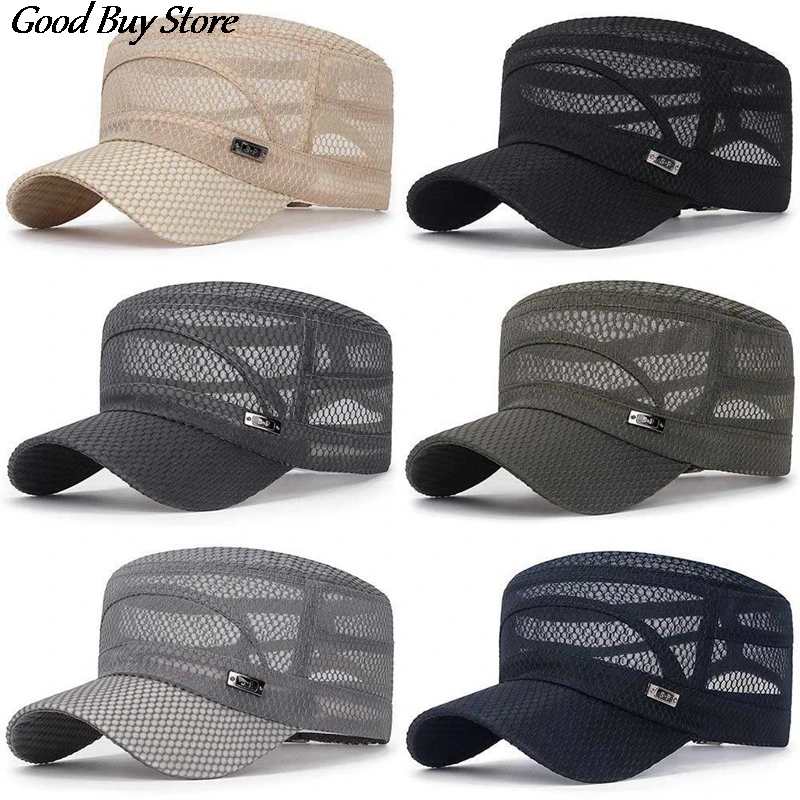 Baseball Cap Full Mesh Visors Cap Men Outdoor Training Snapback Summer Office Casual Flat Breathable Sun Hat
