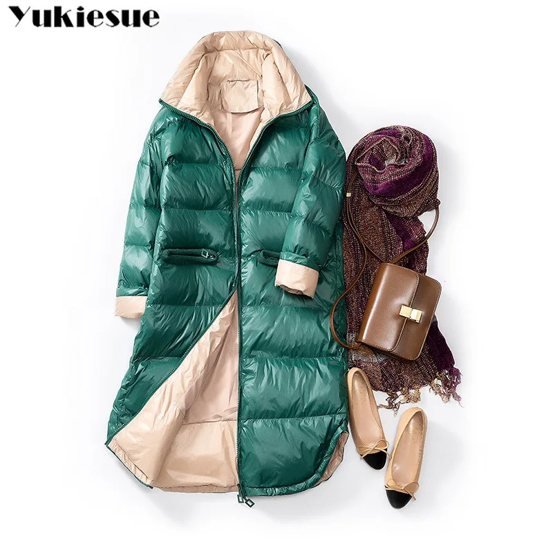 

New Winter Ultra Light White Duck Down Jacket Women Slim Down Long Coat Parkas Female Warm Parkas Snow Outwear oversize jackets