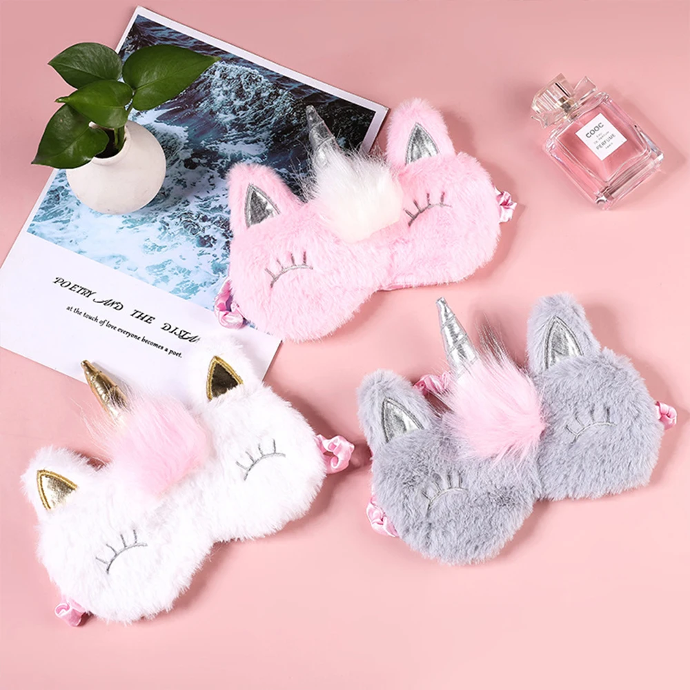 Sleeping Eye Mask Unicorn Sleep Night Mask Plush Cute Eye Patch Sort Band Aid Dream Cover For Girl Relax Travel Health Blindfold
