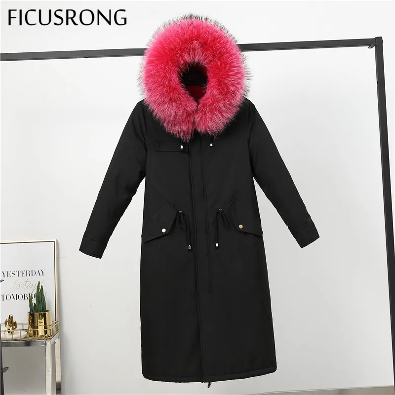 

Warm Thicken Big Faux Fur Coats Parker Plus Size Female Jacket Fashion Women's Winter Jackets Long Coat Parkas Winter FICUSRONG