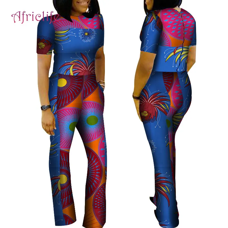 Индивидуальный Африканский комбинезон для женщин, короткий рукав, длина по щиколотку, широкие штанины, Анкара, комбинезон, летняя одежда для работы, WY4170 - Цвет: 10