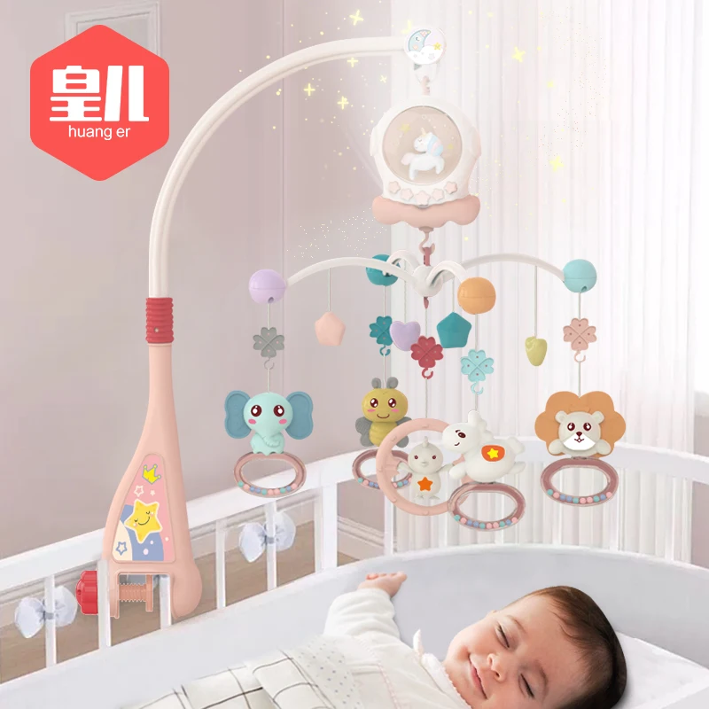Sonajero musical giratorio para bebé recién nacido, juguete infantil con campana de cama móvil, rotación de luz nocturna, juguetes educativos para chico
