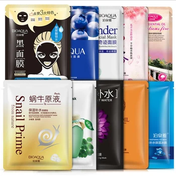 

BIOAQUA 10Pcs Korean Skin Care Snail Essence Facial Mask Moisturizing Oil Control Blackhead Remover Wrapped Mask Face Mask