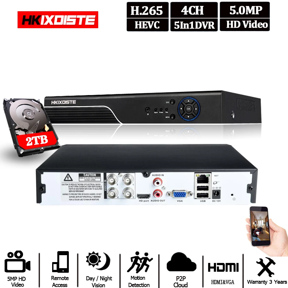 

Newest HD H.265 DVR Digital Video Record Support Analog CVI TVI AHD IP Camera Support ONVIF CMS XMEYE CCTV AHD 5MP IP 5MP Camera
