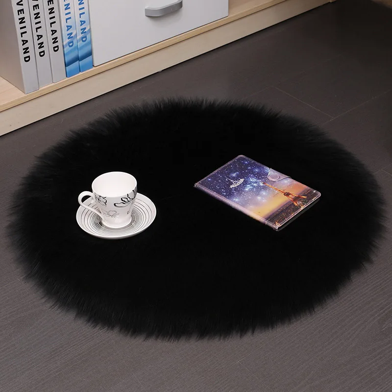 Fashion Simple Soft Comfortable Plush Carpet Floor Mat Imitation Wool Round Bedroom Carpet  Cushion  Floor Cushion 