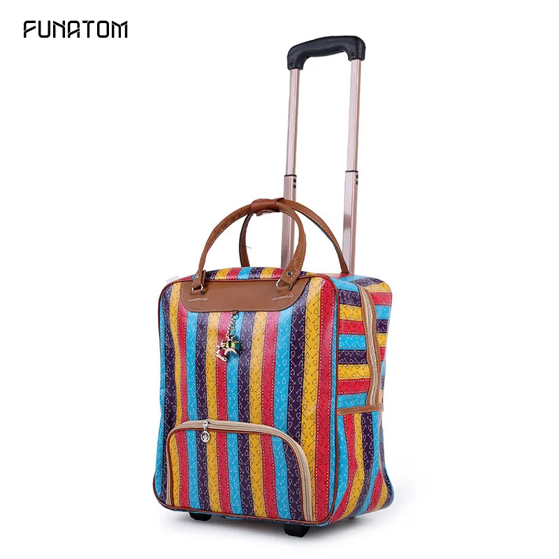 Rolling чемодан Мода Водонепроницаемый чемодан утолщение тележка для багажа на колесах чемодан для женщин путешествия чемодан с колесами - Цвет: large