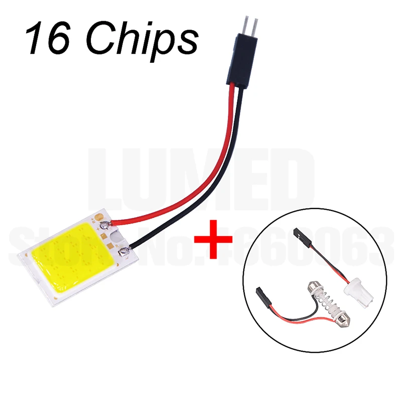 Автомобильный светодиодный светильник T10 Festoon COB W5W C5W T4W, светодиодный панельный светильник для автомобиля, лампа для чтения в салоне автомобиля, купольный светильник DC 12V - Испускаемый цвет: 16 Chips