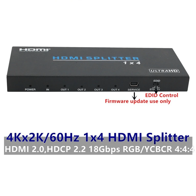 1X4 HDMI сплит-адаптер Сплит 4 K/60Hz 3D HDR 1080P HDMI концентратор EDID управление для DVD PS3 CCTV EU штекер