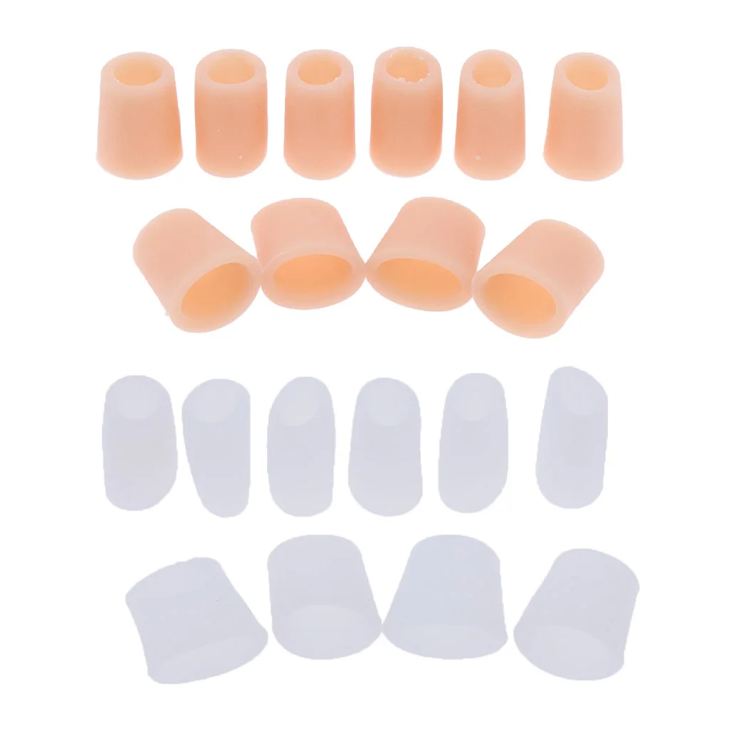 Pack of 10, Silicone Toe Tube Caps Wraps Cushioned Bandages Hammer Toe Separators, Relieve Foot Toe Pain