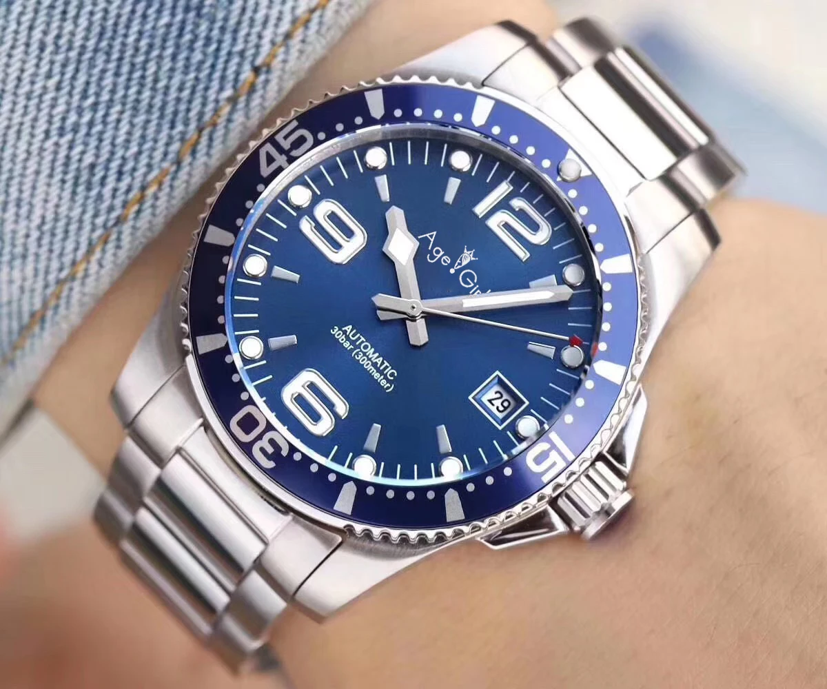 

Famous Brand New Silver Black Blue Automatic Mechanical Men Watch Stainless Steel Sport Watches Sapphire Ceramic Bezel 40mm AAA+