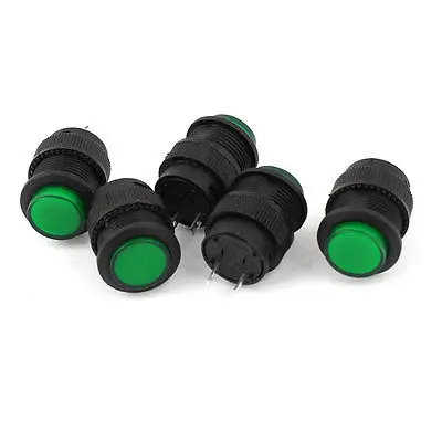 

5 x R16-503A SPST ON/OFF Latching NO Green Round Push Button Switch 250V 3A