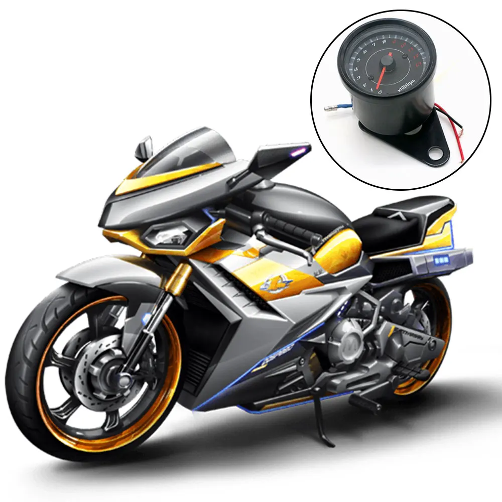 

1000 RPM Universal Motorcycle Tachometer LED Screen D C 12V Meter Gauge 13K Speedometer for Honda Yamaha Suzuki HOT