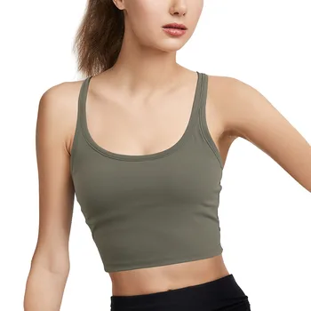 

Women's StrappyDry Fit Compression Slimming Yoga Tank Tops with Insert Padds